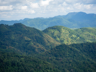 Fototapeta premium Mountain and cloudy sky background, landscape