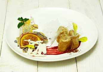 Rolled pancakes with poppy seed