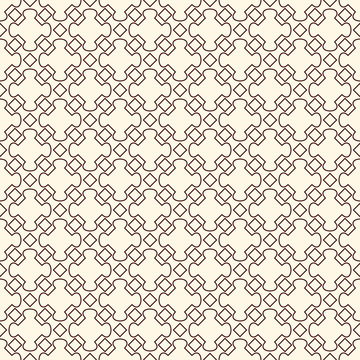 Outline seamless pattern with repeated geometric figures. Ornamental abstract background. Oriental motif.