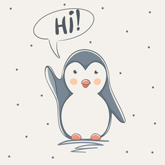 cute penguin say hi