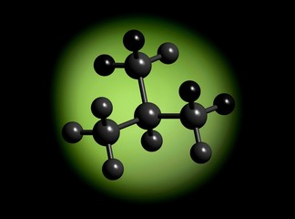 Black molecular structure, 3D rendering