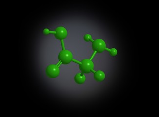 Green molecular structure, 3D rendering