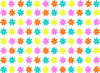 カラフルフラワー　白背景