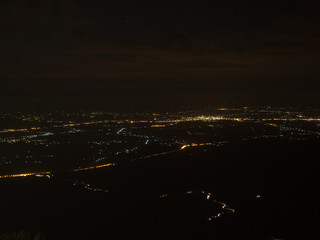 Light of city before sunrise, shooting on the mountain