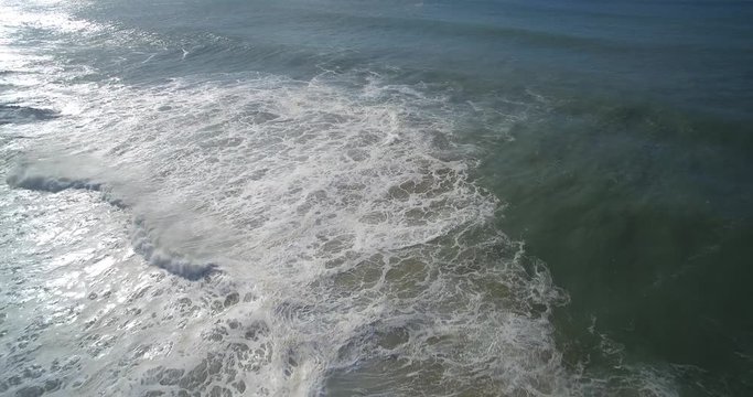 Aerial, Flight Above Praia De Cavaleiro Coast Line, Portugal