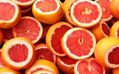 Pile of fresh grapefruits at street market, Istanbul, Turkey