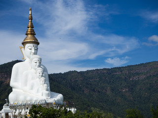 Temple on the mountain, sky background, landscape
