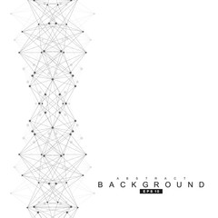 Geometric abstract background with connected line and dots. Structure molecule and communication. Scientific concept for your design. Medical, technology, science background. Vector illustration.