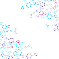 Geometric abstract background with connected line and dots. Structure molecule and communication. Scientific concept for your design. Medical, technology, science background. Vector illustration.
