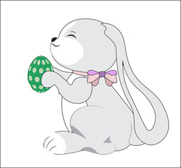 easter rabbit with green egg