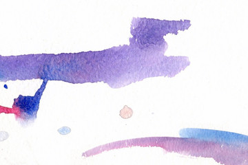 Abstract watercolor on white background.The color splashing in the paper.It is a hand drawn