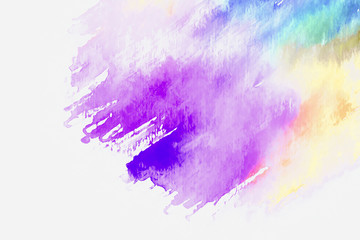 Abstract watercolor on white background.The color splashing in the paper.It is a hand drawn