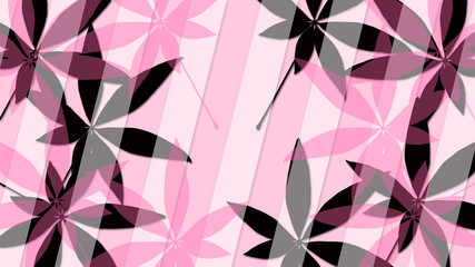 Fototapeta na wymiar Pink and black leaves on a pink background. 