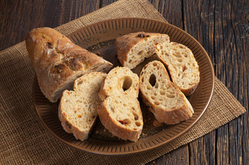 Sliced ciabatta bread