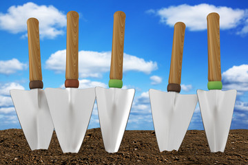 Plants shovel, 3d illustration