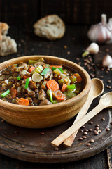 lentil soup and mushrooms