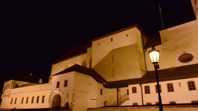 Night view over the Spilberk Castle in Brno