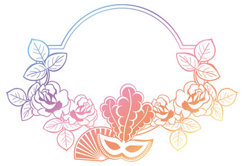 Fototapeta premium Color gradient frame with carnival masks. 