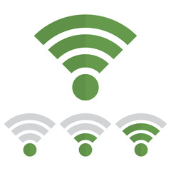 Indicator wifi communication set in green color on a white background