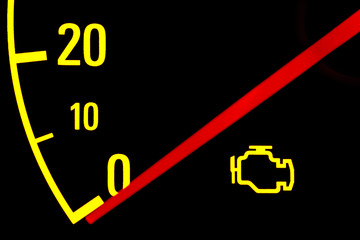 Check engine yellow light on car dashboard