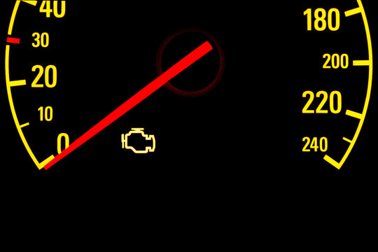 Check engine yellow light on car dashboard