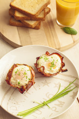 Bacon, eggs and toast breakfast