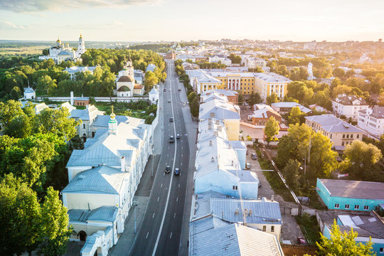 Cathedral city sunset in Vladimir, Russia