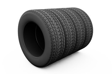 3D rendering truck tires on a white background