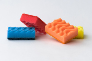 Cleaning sponges / New colorful cleaning sponges isolated on white