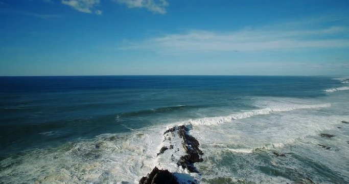 Aerial, Flight Above Praia De Cavaleiro Coast Line, Portugal