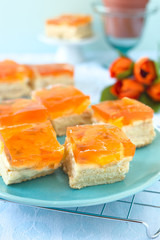 Keks-Kuchen mit Orange Gelee