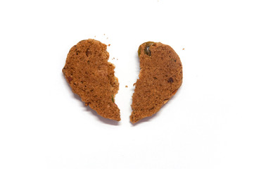 Heart shape cookie and crumb for valentine day,white background.