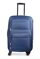 Blue suitcase isolated on a white background.