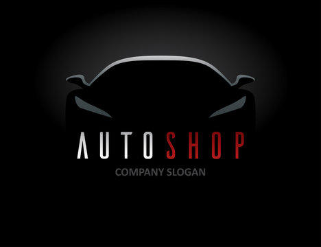 Auto style car logo design with concept sports vehicle silhouett