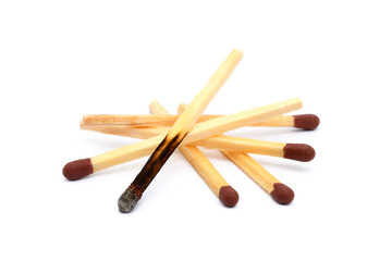  Pile of matches isolated on white background