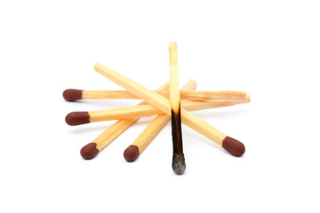  Pile of matches isolated on white background