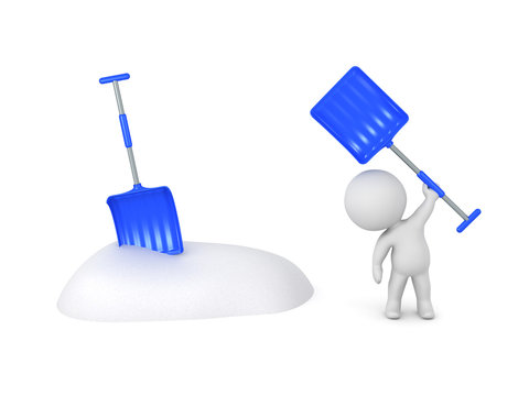 3D Character with Snow Bank and Shovel