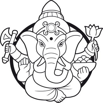 emblem depicting an Indian god Ganesha
