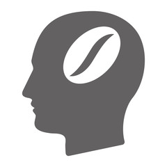 Isolated male head with a coffee bean