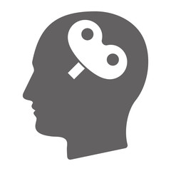 Isolated male head with a toy crank