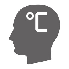 Isolated male head with  a celsius degree sign
