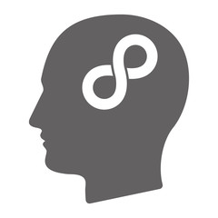 Isolated male head with an infinite sign
