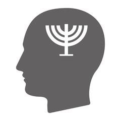 Isolated male head with a chandelier