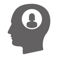 Isolated male head with a female avatar