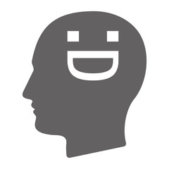 Isolated male head with a laughing text face