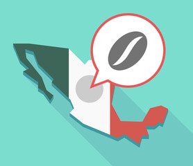 Long shadow Mexico map with a coffee bean