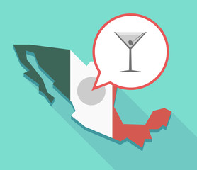 Long shadow Mexico map with a cocktail glass