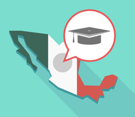 Long shadow Mexico map with a graduation cap