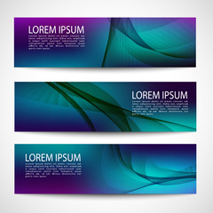 Fototapeta premium Abstract header gradient purple blue green wave vector design