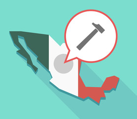 Long shadow Mexico map with a hammer